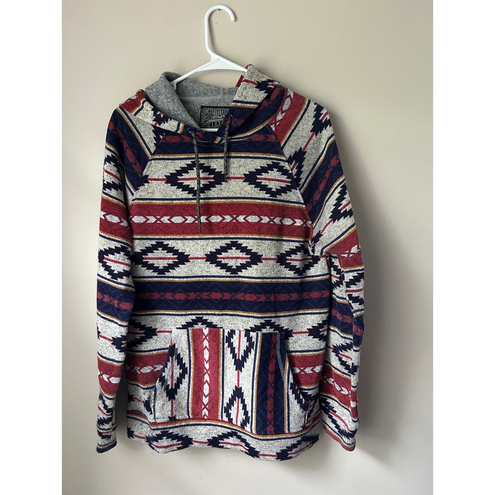 Brooklyn Cloth Hooded Pullover Aztec Southwestern Style M Boho Street Retro